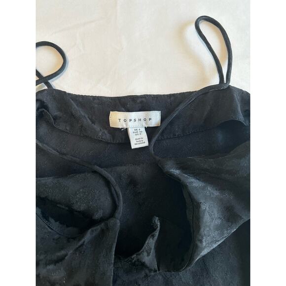 Topshop Leopard Print Jacquard Black Spaghetti Strap Mini Dress Slip Size 0 XS - Picture 10 of 12